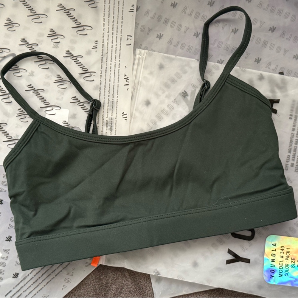YoungLA For Her W351 Forest Green Sports Bra, Size XS NWOT